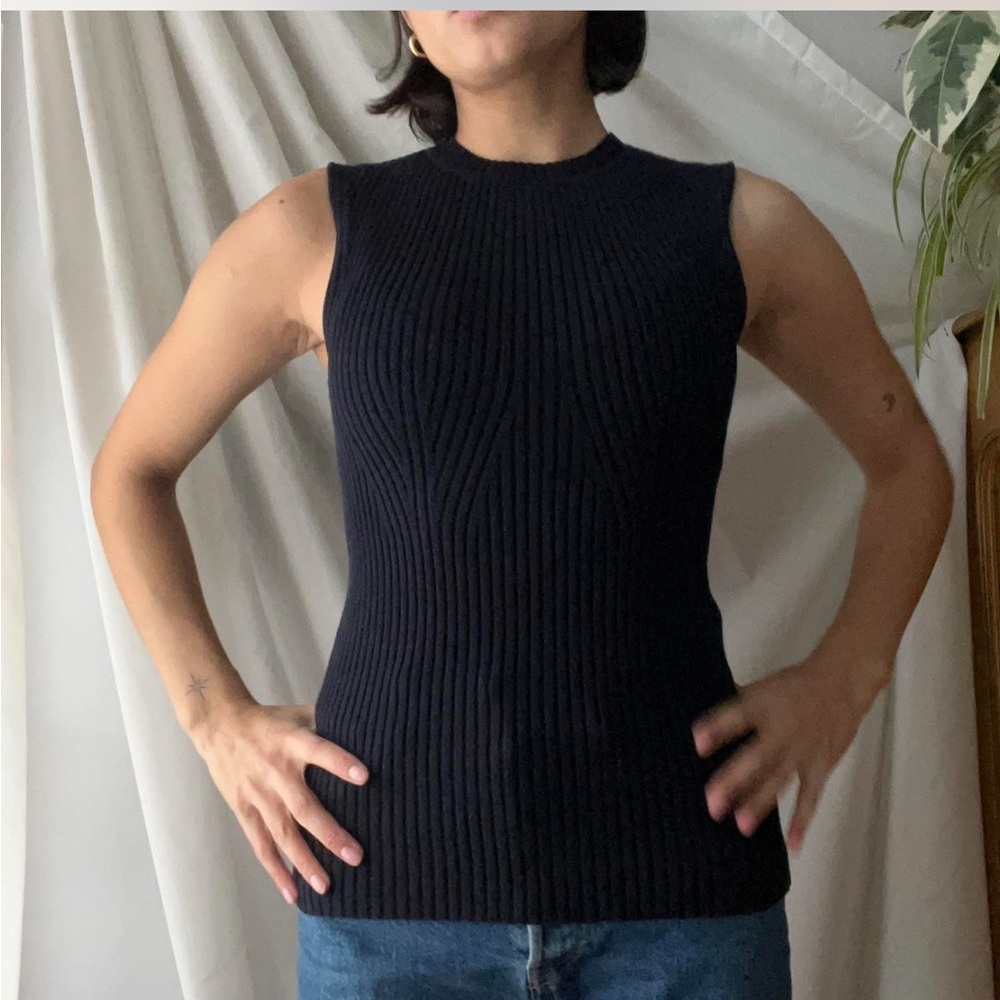 Navy Knit Tank - Picture 2 of 4